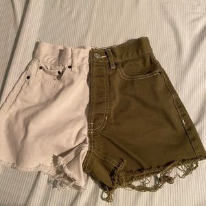 Pacsun split green/white high rise shorts SIZE22